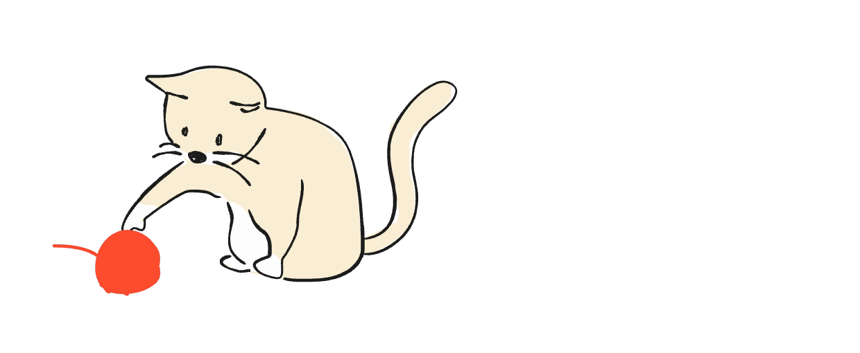 Cat playing with a ball of yarn